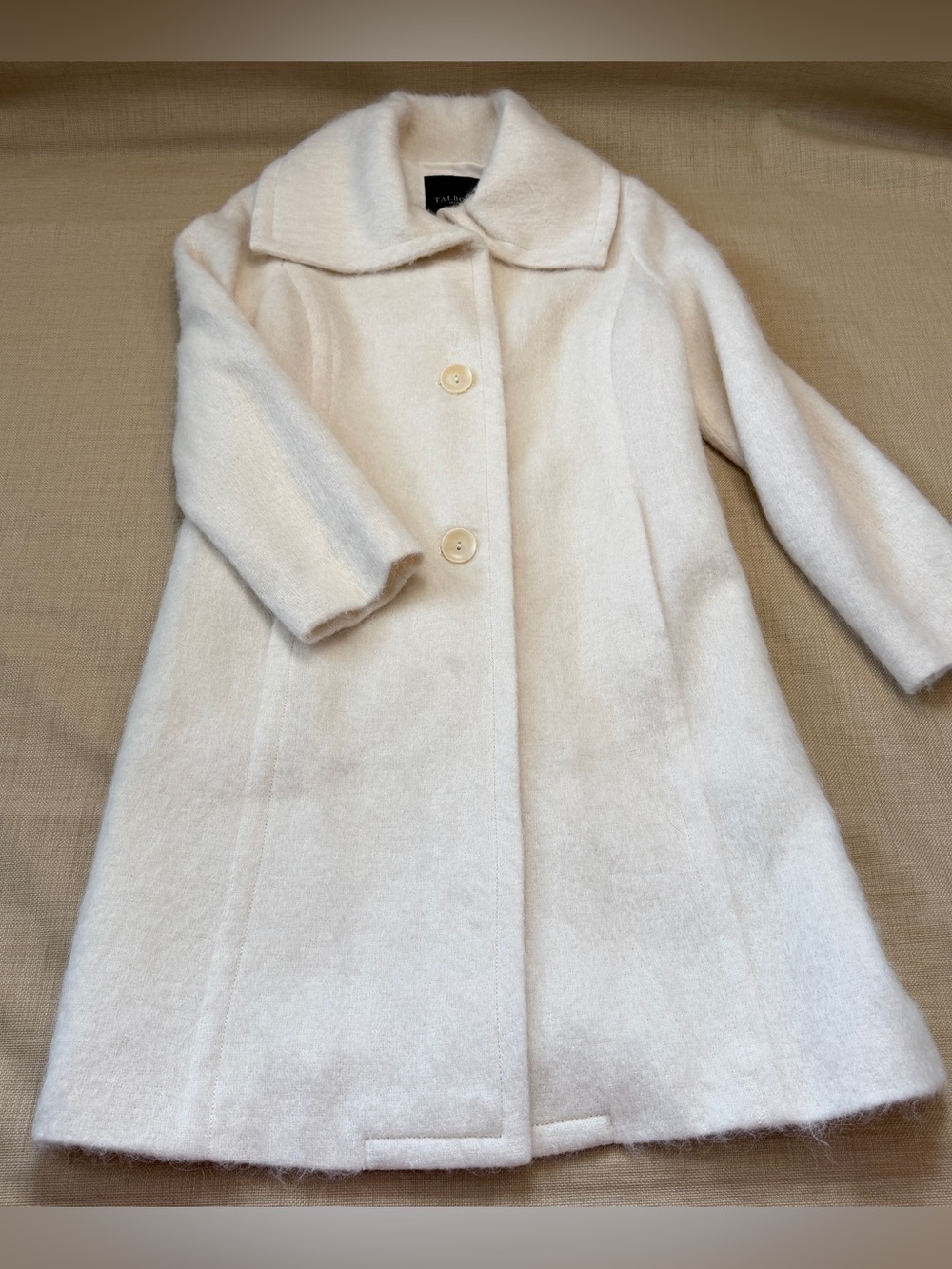 Tablots Wool & Alpaca Lightweight Cream Midi Collared Coat